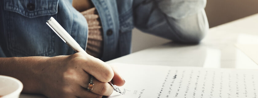 Girl Writing Letter Home Concept